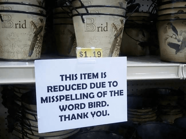 Spelling Mistake in Shopping Store