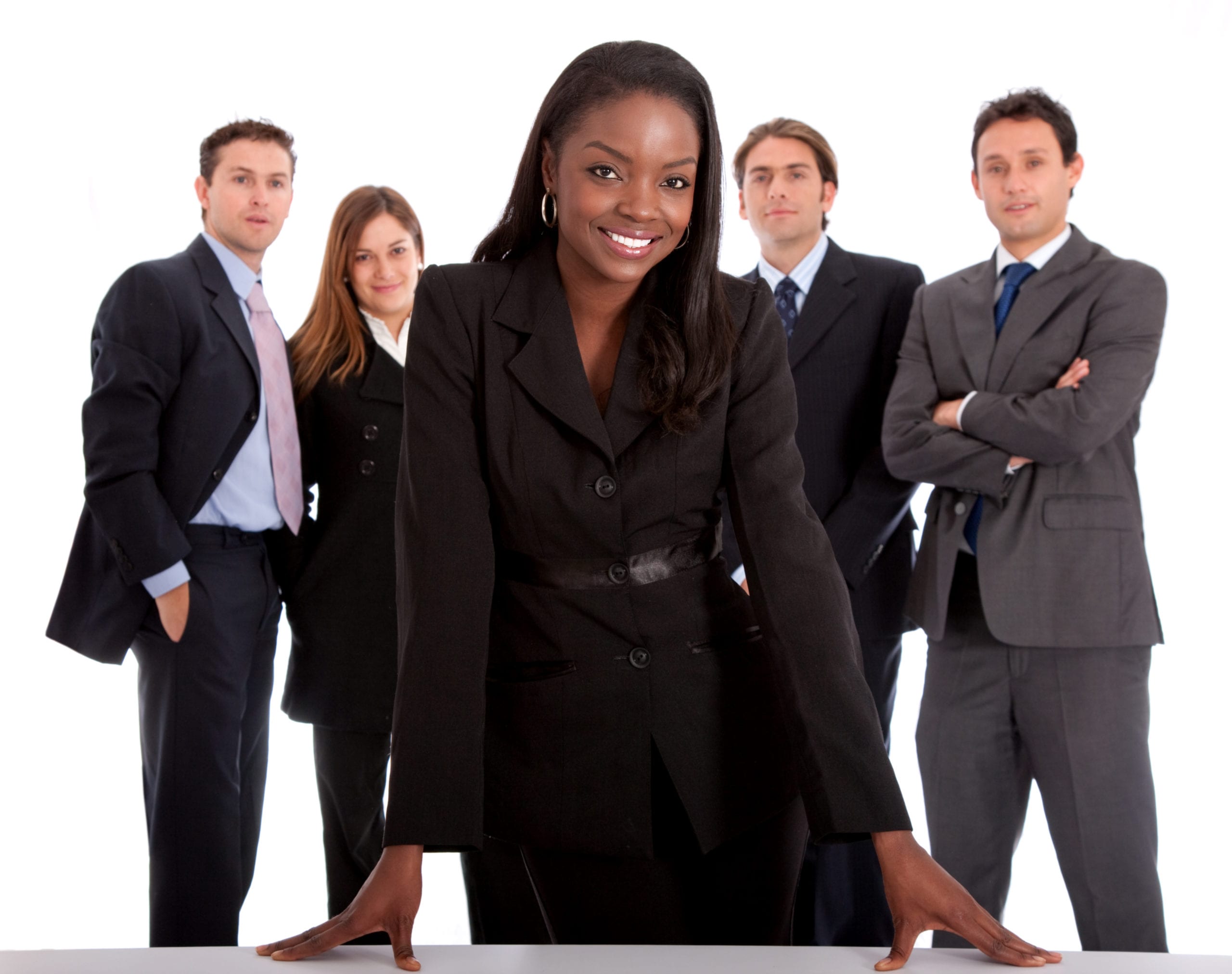 bigstock-Business-Woman-And-Her-Team-4392878