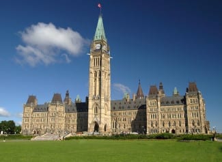 A view of Canada's parliament hill in Ottawa, Canada