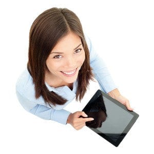 Tablet computer business woman