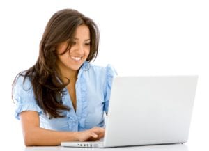 Young business woman on a laptop