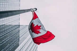 Canadian flag on a building